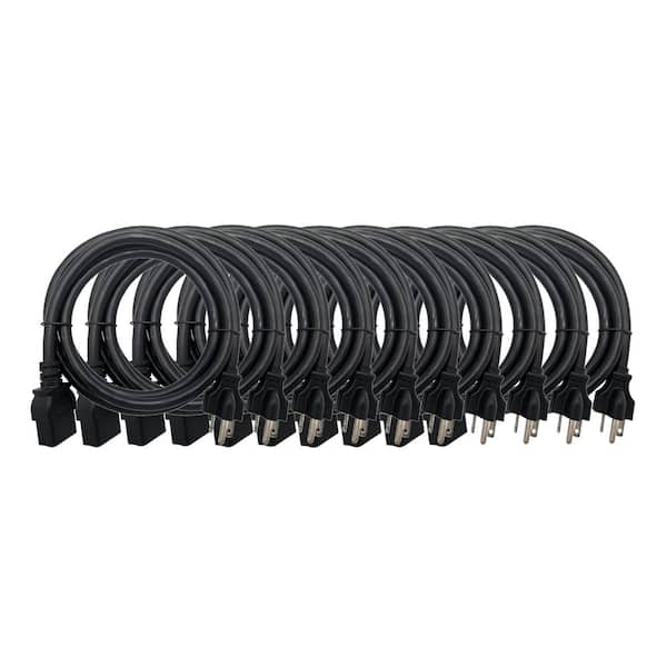 6 ft. 12/3 Heavy-Duty Indoor Power Cord (6-20P to C19) Black 10-Pack