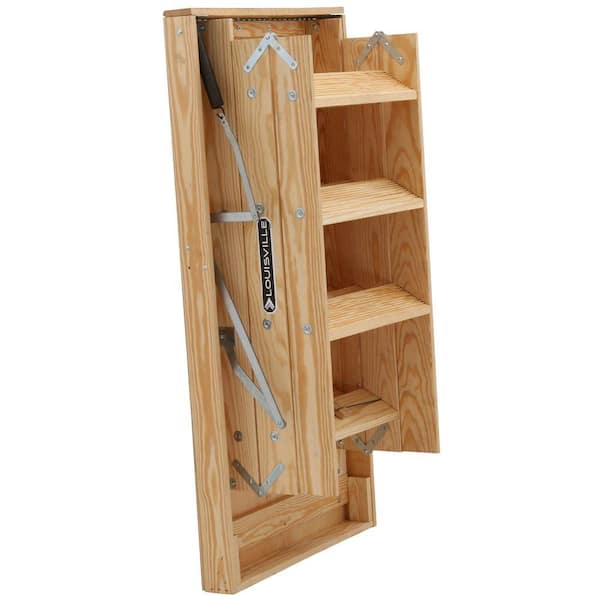 Louisville Ladder Big Boy 8 ft. 9 in. - 10 ft., 30 in. x 60 in. Wood Attic Ladder with 350 lb. Maximum Load Capacity