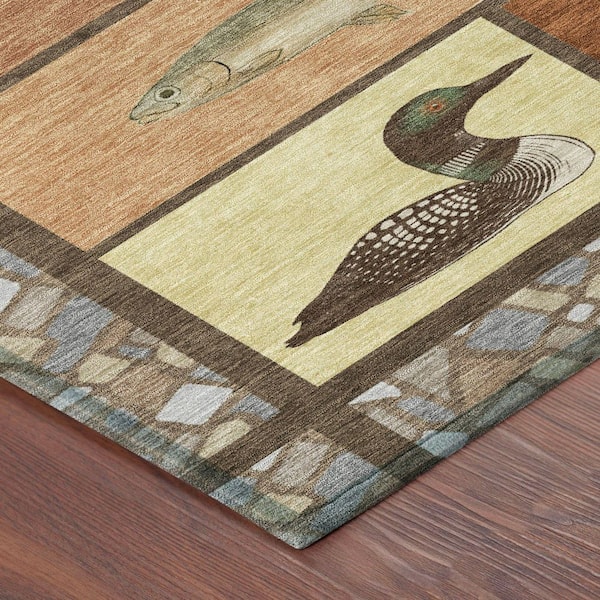 Chantille Machine Washable Indoor/Outdoor Abstract ACN2606 Paprika 9 ft. x 12 ft. Area Rug
