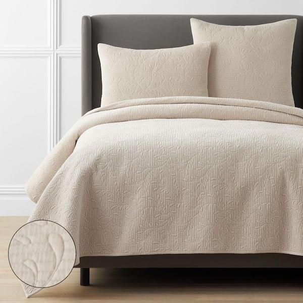 Legends Luxury Tinsley Leaf Beige King/California King Cotton Quilt