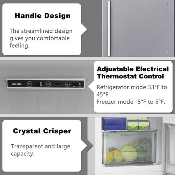 11-Cu. ft. Convertible Upright Freezer, Stainless Steel - Galanz GLF11US2A16