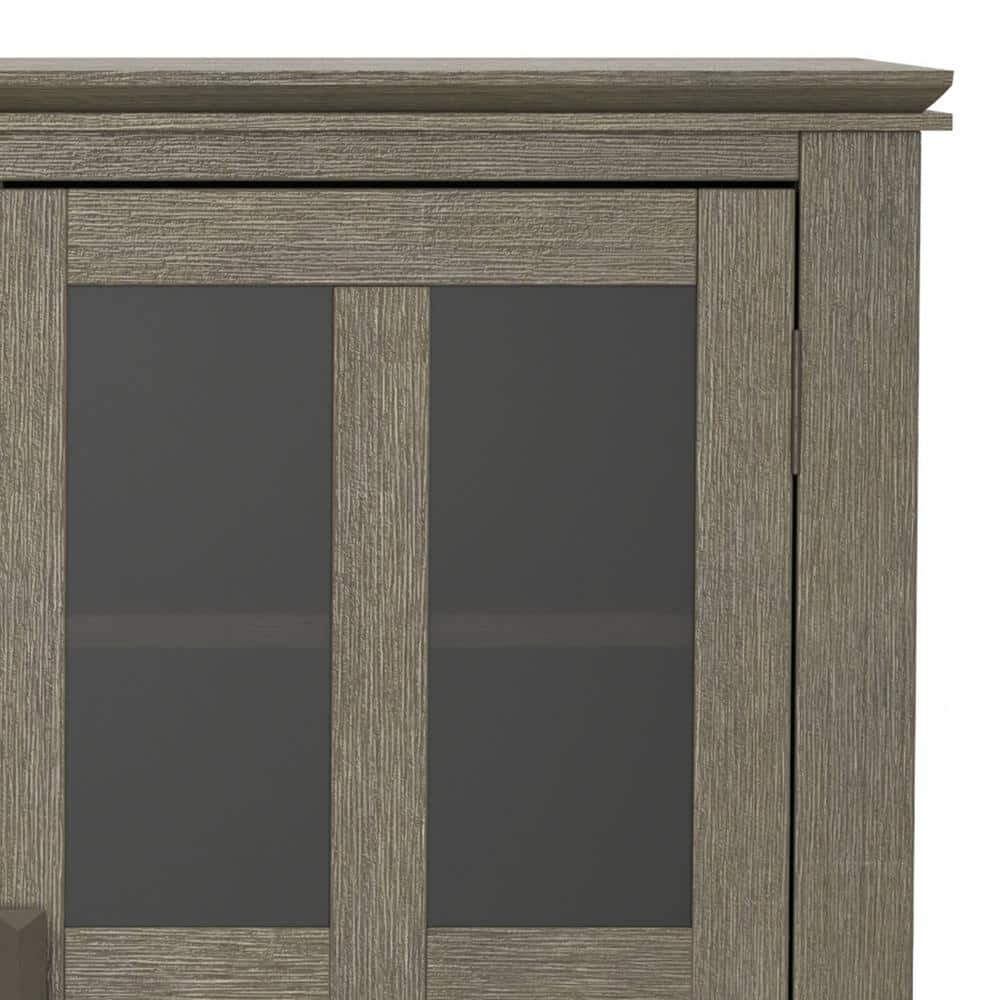 Farmhouse Grey Tall TV Media Stand with Tempered Glass Top