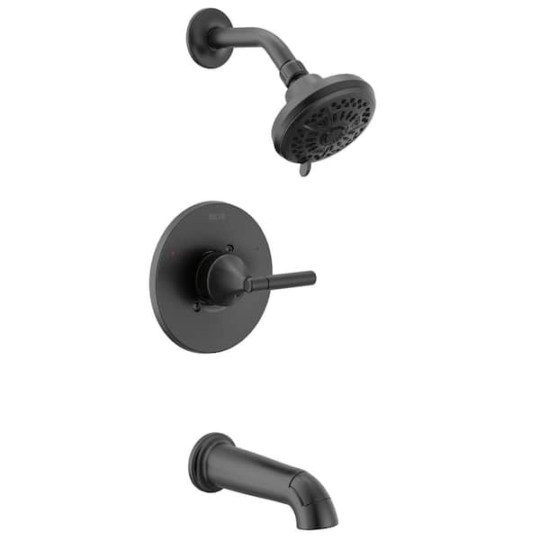 Foundations Design Series Modern Single Handle 6-Spray Tub and Shower Faucet 1.75 GPM in Matte Black Valve Included
