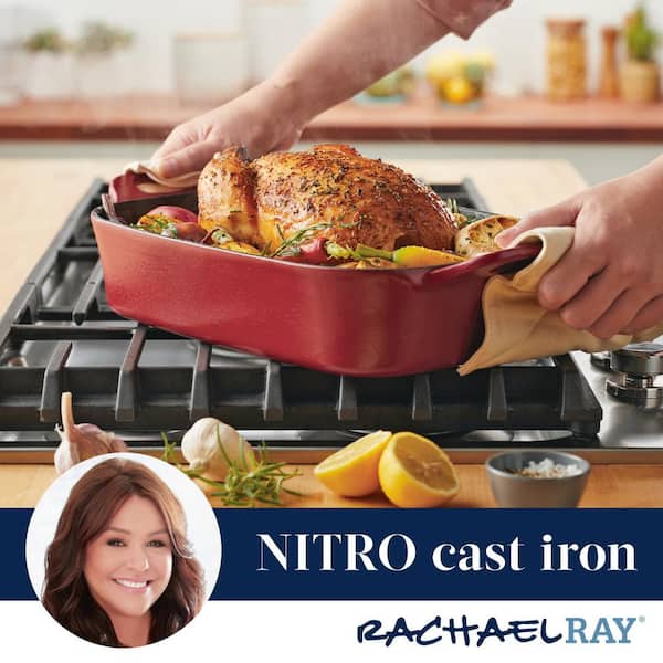 Rachael Ray Nitro 6.5-Quart Cast Iron Dutch Oven, Red