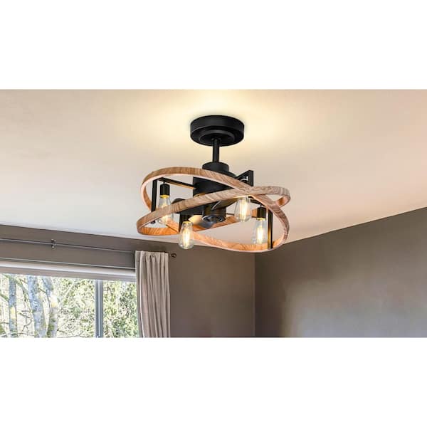 Baleto 23 in. 4 Dimmable LED Bulbs Indoor/Covered Outdoor Black Ceiling Fan with Remote Included