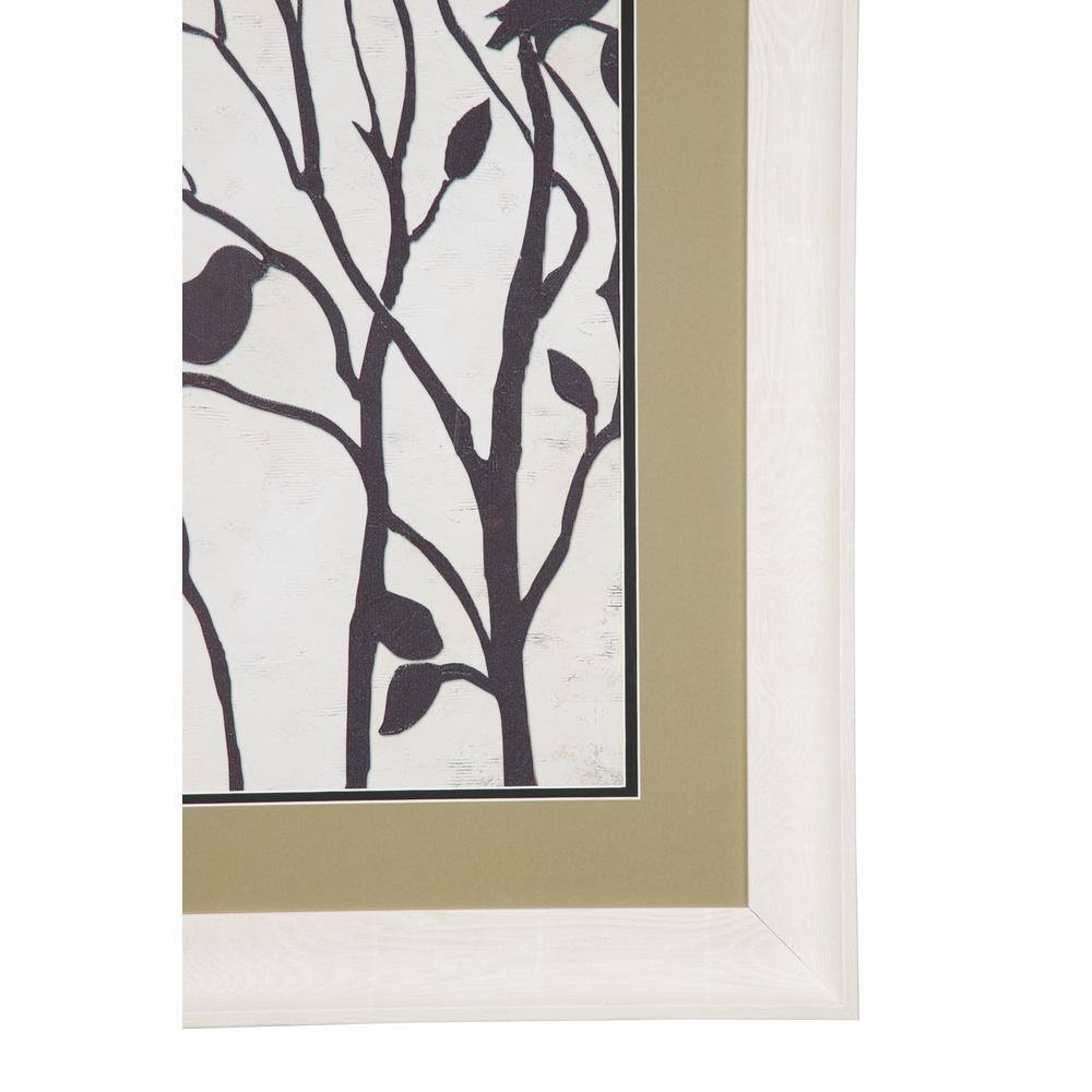 Rectangular Black and White Bird Print with Olive Green Mat