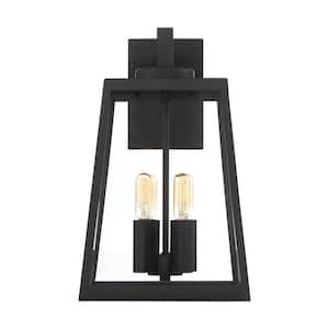 Halifax Matte Black Outdoor Hardwired Wall Lantern Sconce with No Bulbs Included