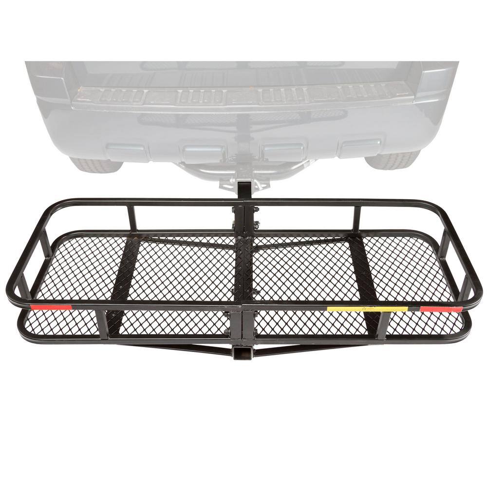 Black Powder-Coated Steel Folding Hitch Cargo Carrier, 48in