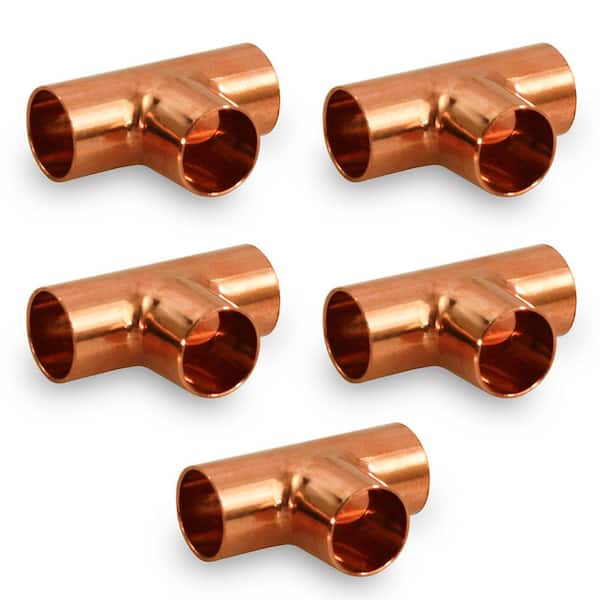 PLUMBFLEX 3/8 in. Copper Tee Fitting with Solder Cups (5-Pack)