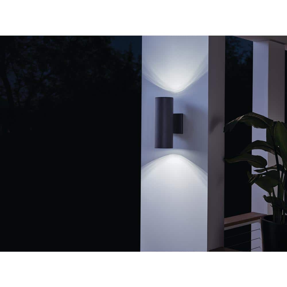 Modern Black Cylinder LED Wall Sconce, 12"