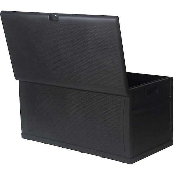 TIRAMISUBEST 120 gal. Black Patio Plastic Deck Box Storage Container
