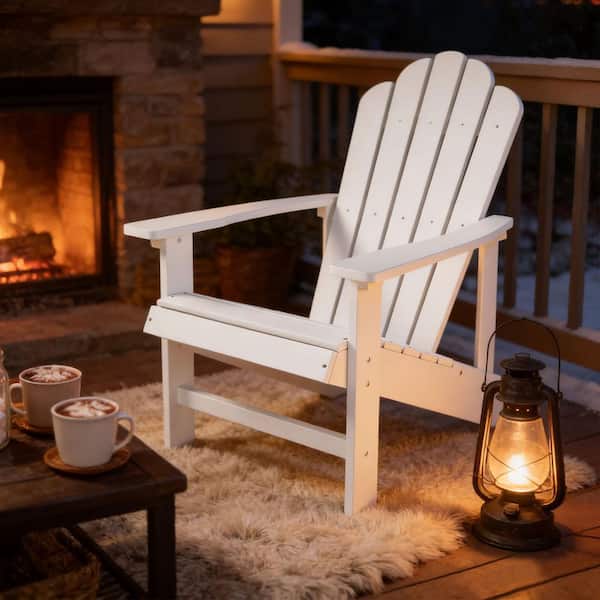 Outdoor Plastic Patio Adirondack Chairs in White (Set of 1)