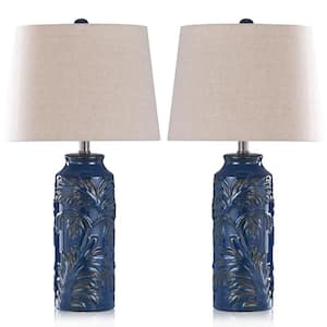 Cloverfeild 24.25 in. Navy Blue Ceramic Bedside Lamp