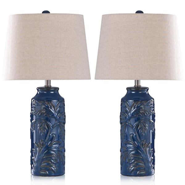 Navy Blue Ceramic Bedside Lamp, Ceramic Bedside Table Lamps