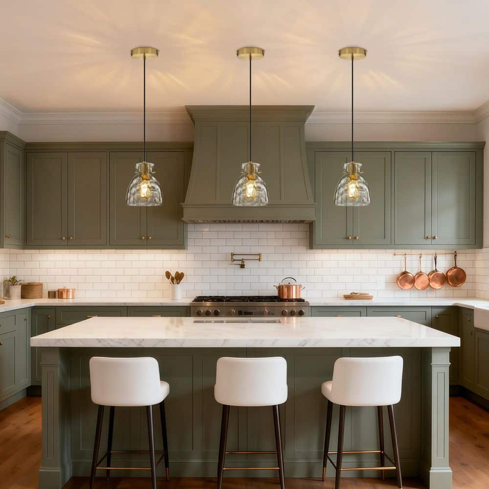 2-Pack Modern Farmhouse Brushed Brass Mini Pendant Lights with Clear Water Ripple Glass Shades for Kitchen Island price history on PriceWatchPro