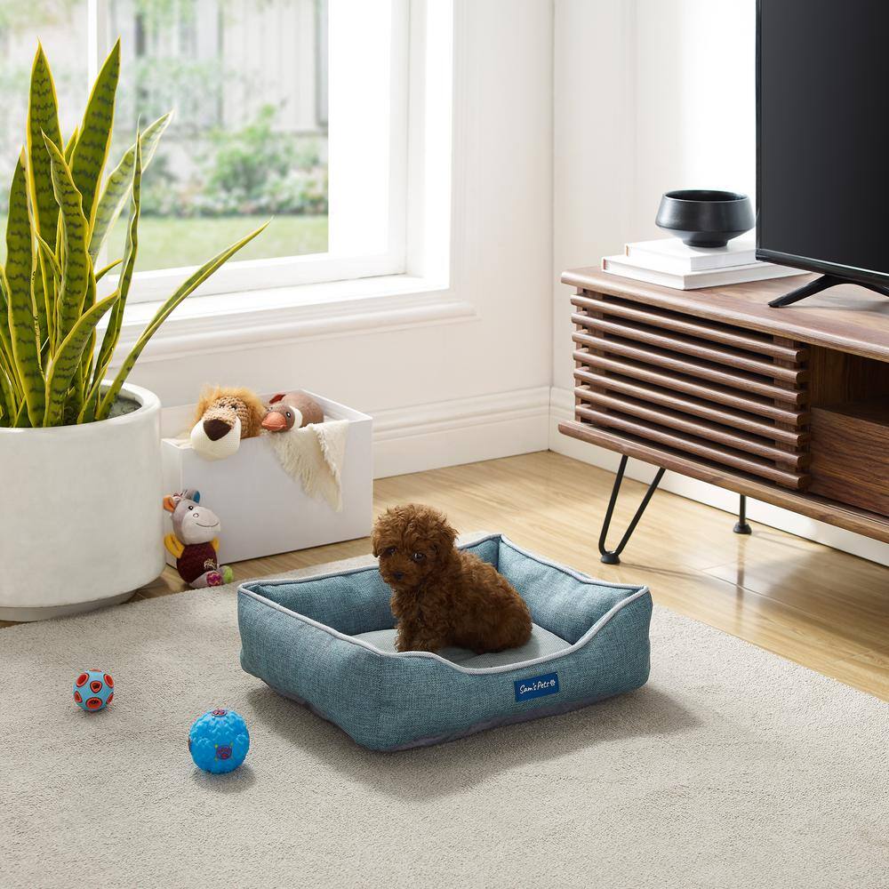 Teal and Gray Polyester Elevated Outdoor Pet Bed, X-Small
