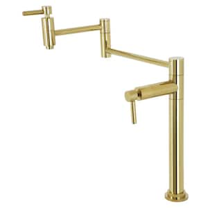 Concord Deck Mount Pot Filler Faucet in Polished Brass