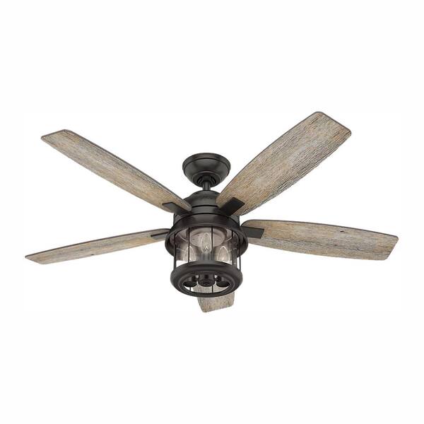 Hunter Coral Bay 52 in. LED Indoor/Outdoor Noble Bronze Ceiling Fan with Handheld Remote and Light Kit, with Light Kit