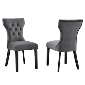 Gray Silhouette Performance Velvet Dining Arm Chair (Set of 2)