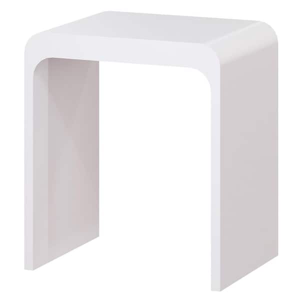 15.35 in W Freestanding Thicken Shower Seat, Solid Surface Stool in Matte White
