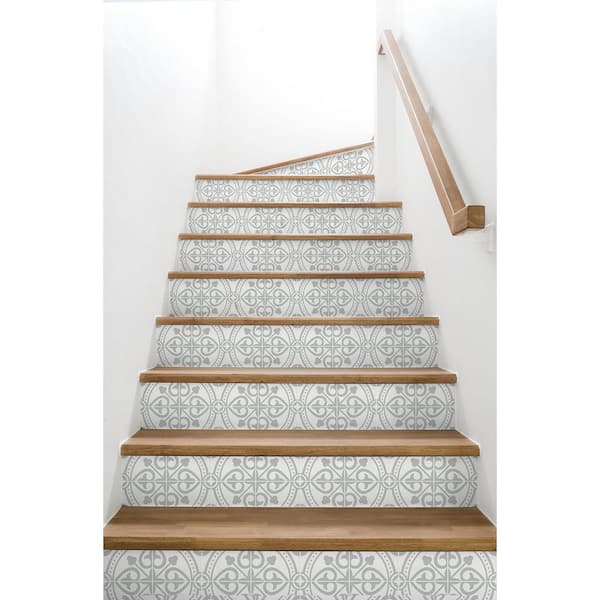 30.75 sq. ft. Luxe Haven Harbor Mist Villa Mar Tile Vinyl Peel and Stick Wallpaper Roll