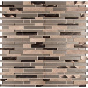 Champagne Toast Interlocking 12 in. x 12 in. x 4 mm Glass/Metal/ Stone Mesh-Mounted Mosaic Tile (1 sq. ft.)