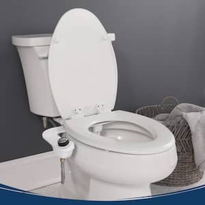 SlimEdge Non-Electric Bidet Attachment System in White with Seat Bumpers