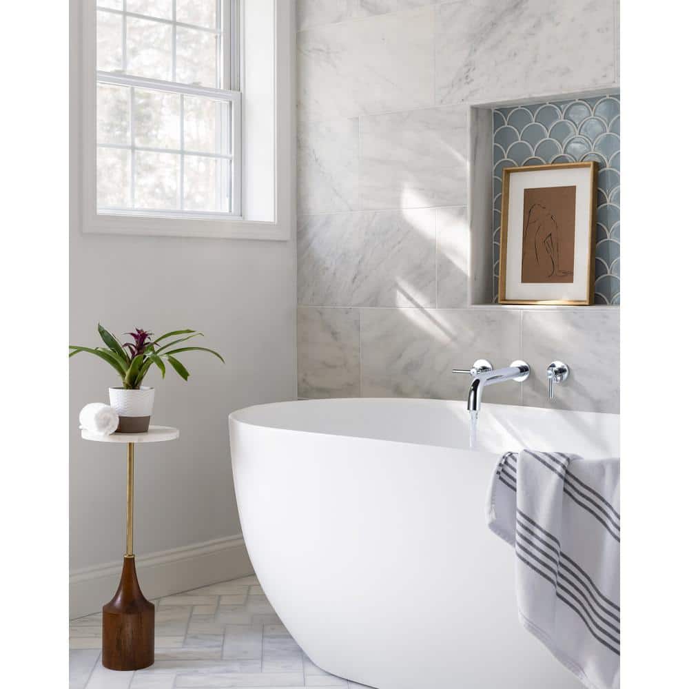 Chrome Double Handle Wall Mounted Tub Faucet