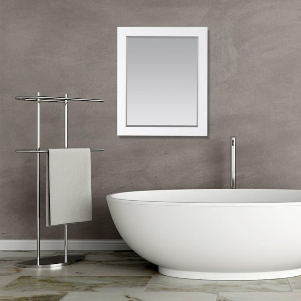 Altair Maribella 27.2 in. W x 36 in. H Rectangular Wood Framed Wall Bathroom Vanity Mirror in White