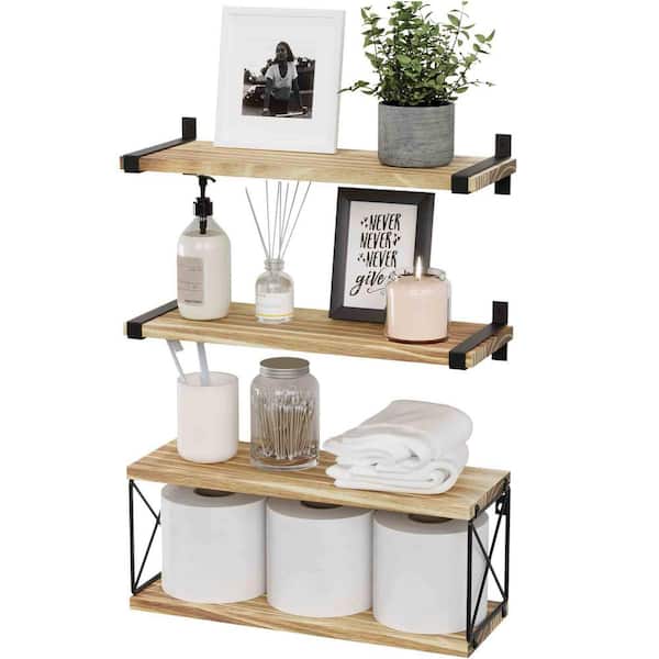 Unbranded 16.5 in. W x 6 in. D Wood Floating Decorative Wall Shelf Set of 4