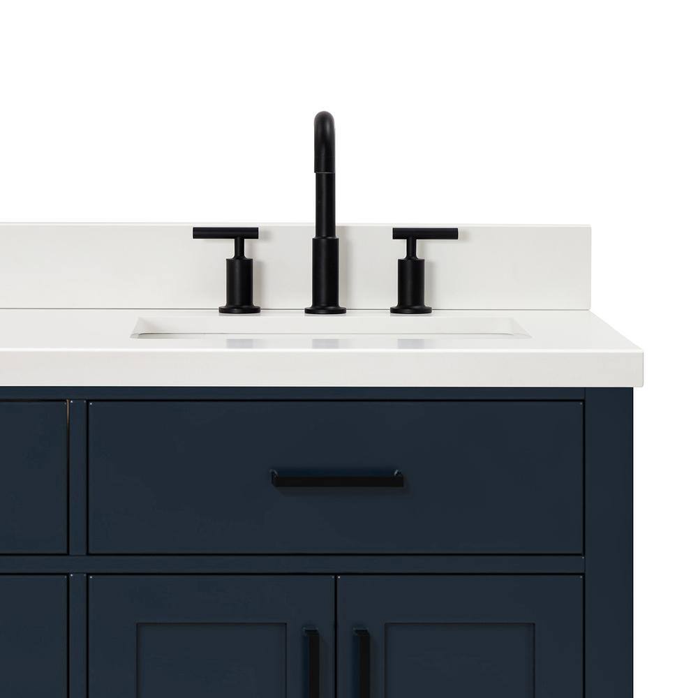 Midnight Blue Double Vanity with White Quartz Top