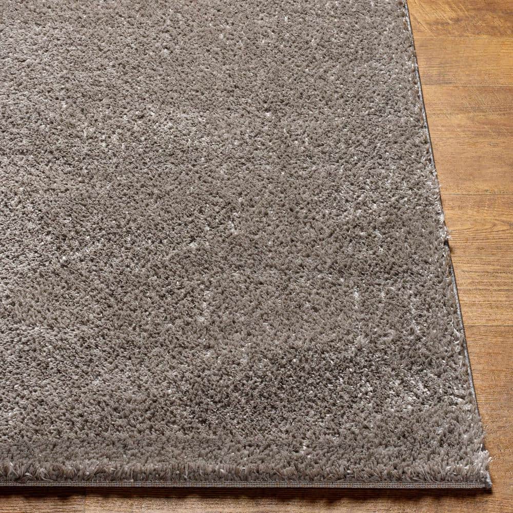 Gray Plush Tufted Handmade Synthetic Shag Area Rug 6'7" x 9'