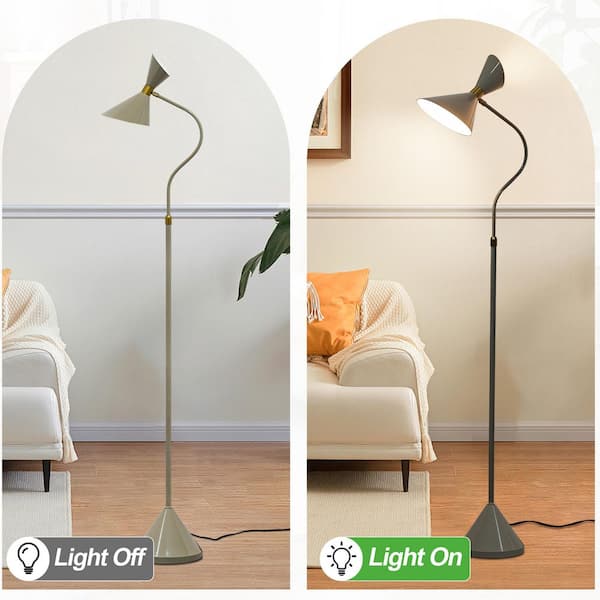 65 in. Green 2-Light Arc Floor Lamp for Living Room with Adjustable Shade and 2 Bulbs Included