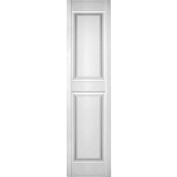 Ekena Millwork 12 in. x 37 in. Lifetime Vinyl TailorMade 2 Equal Raised Panel Shutters Pair Bright White