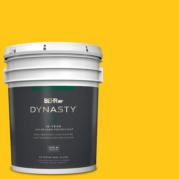 BEHR DYNASTY 5 gal. #P300-7 Unmellow Yellow Semi-Gloss Exterior Stain-Blocking Paint & Primer