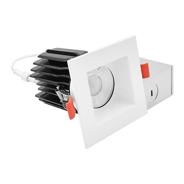 3 in. Integrated LED Regressed Canless Spotlight + Square White Trim, 5CCT, 15W, 1250LM, CRI90, Dimmable, 38° Beam, ETL