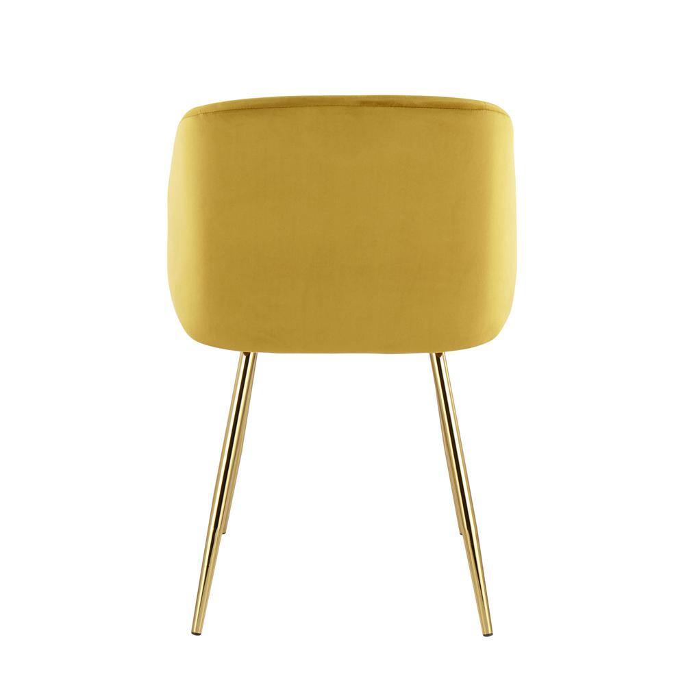 Set of 2 Contemporary High-Back Chartreuse Velvet Dining Chairs