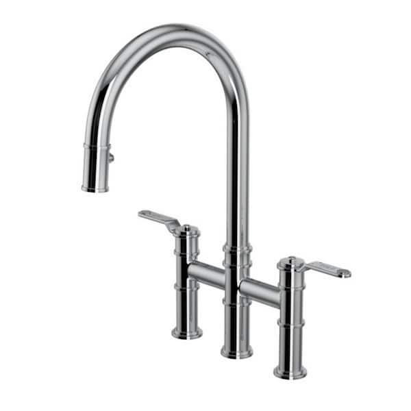 ROHL Armstrong Single Handle Pull Down Sprayer Kitchen Faucet with Secure Docking in Polished Chrome