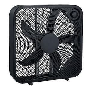 20 in. 3 Speed Portable Box Fan in Black with High-Power Heat Dissipation