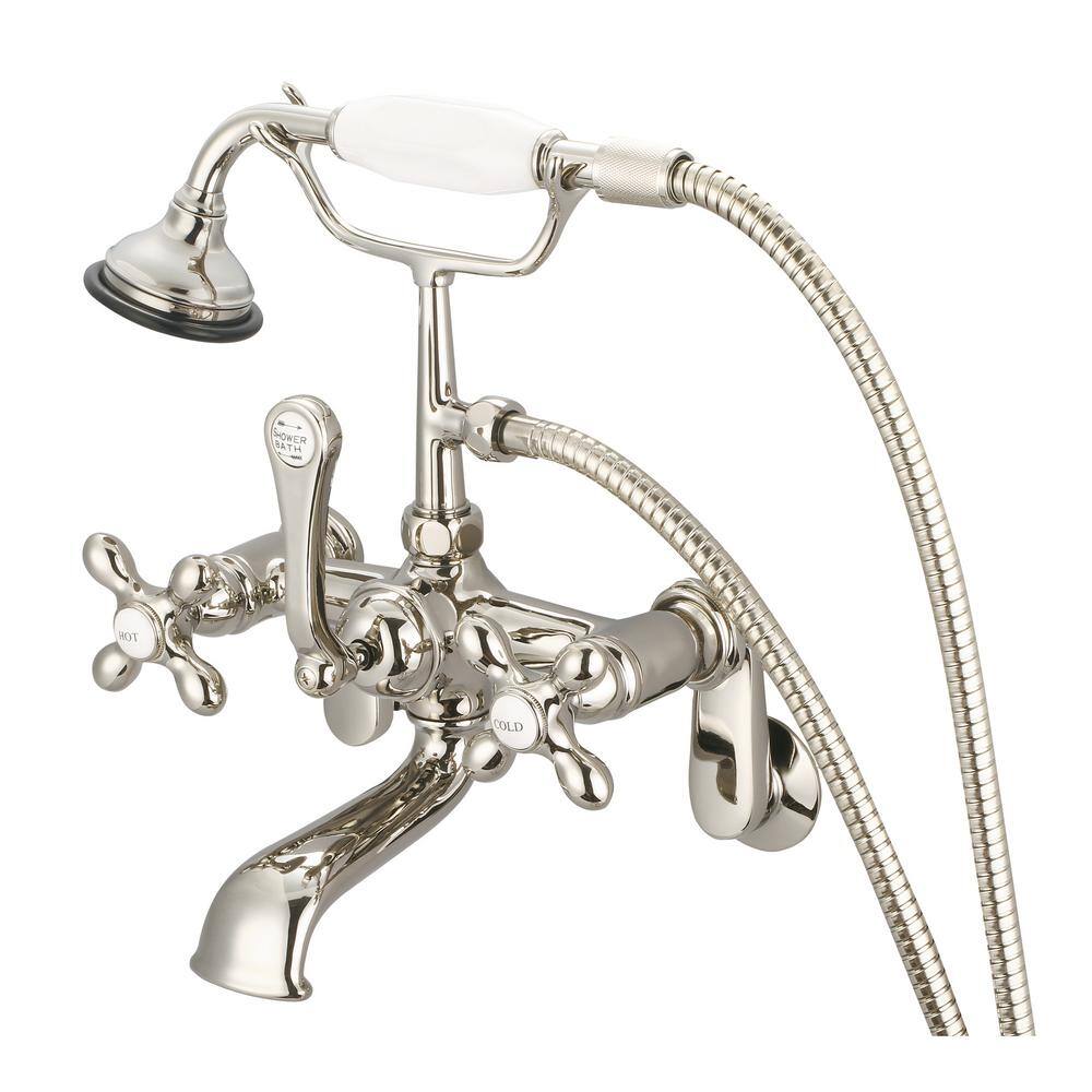 3-Handle Vintage Claw Foot Tub Faucet with Handshower and Cross Handles in Polished Nickel PVD price history on PriceWatchPro