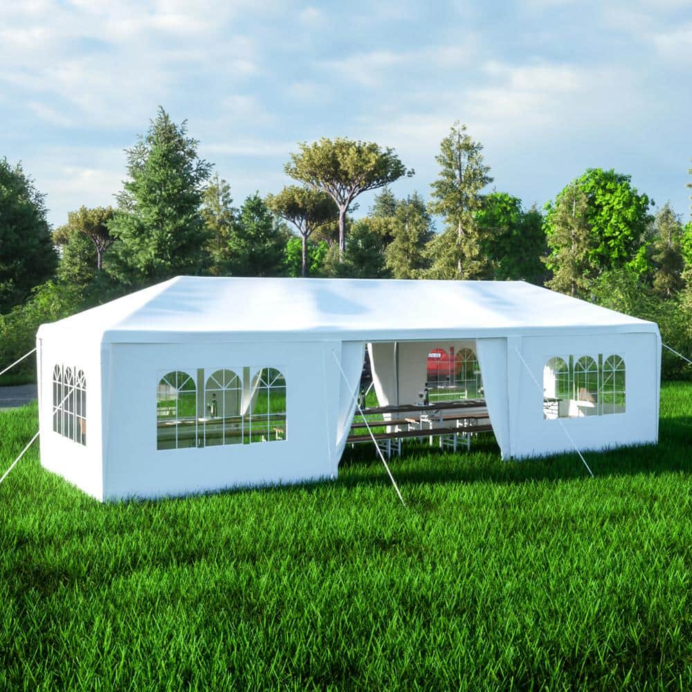 10 ft. x 30 ft. Outdoor Wedding Party Shade Tent with 8-Detachable Side Wal