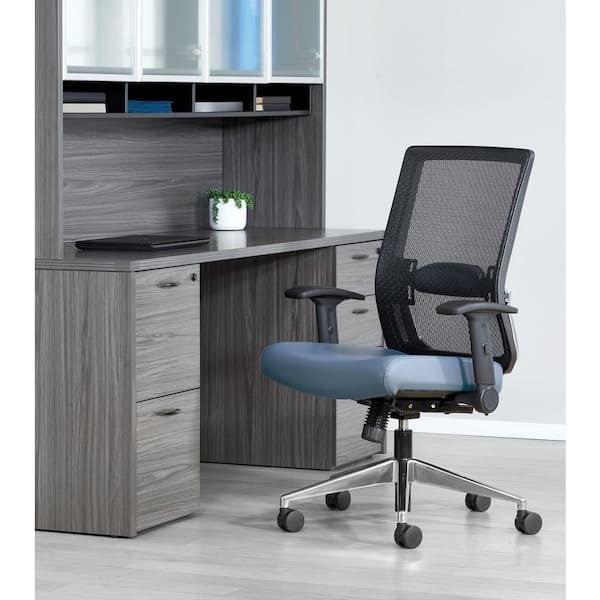 Office Star Mid Back Manager's Chair with Dillon Blue Fabric and Chrome Base