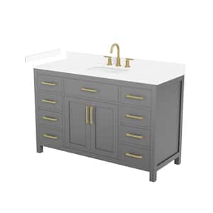 Beckett 54 in. Single Freestanding Dark Gray Bath Vanity with White Cultured Marble Top