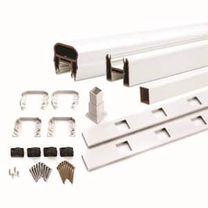 Transcend 8 ft. x 42 in. Classic White Composite Rail Kit with White Square Balusters-Horizontal