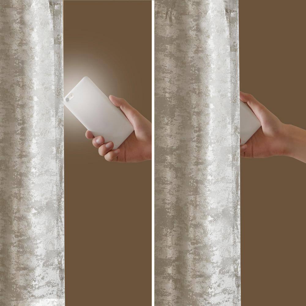 Cassius Grey/Silver Jacquard Blackout Curtain Panel 50" W x 108" L