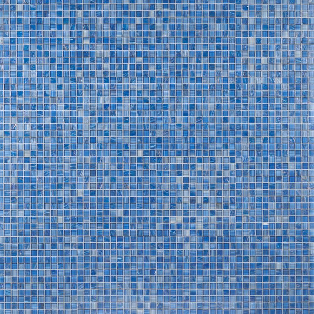 Toluca 12" x 12" Blue Polished Glass Mosaic Tile