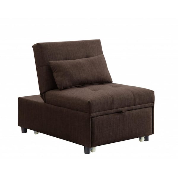 HomeRoots Amelia 28-in Armless Linen Rectangle Sofa in Brown
