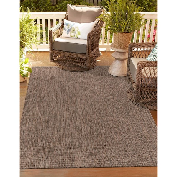 Outdoor Solid Light Brown 9' 0 x 12' 0 Area Rug