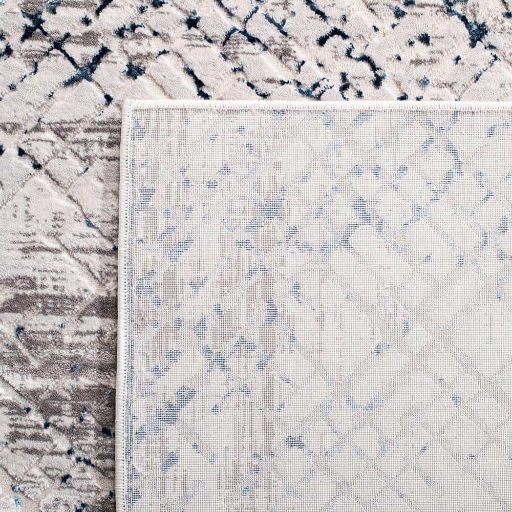 Amalfi 5'3" x 7'6" Gray and Navy Abstract Wool Rug