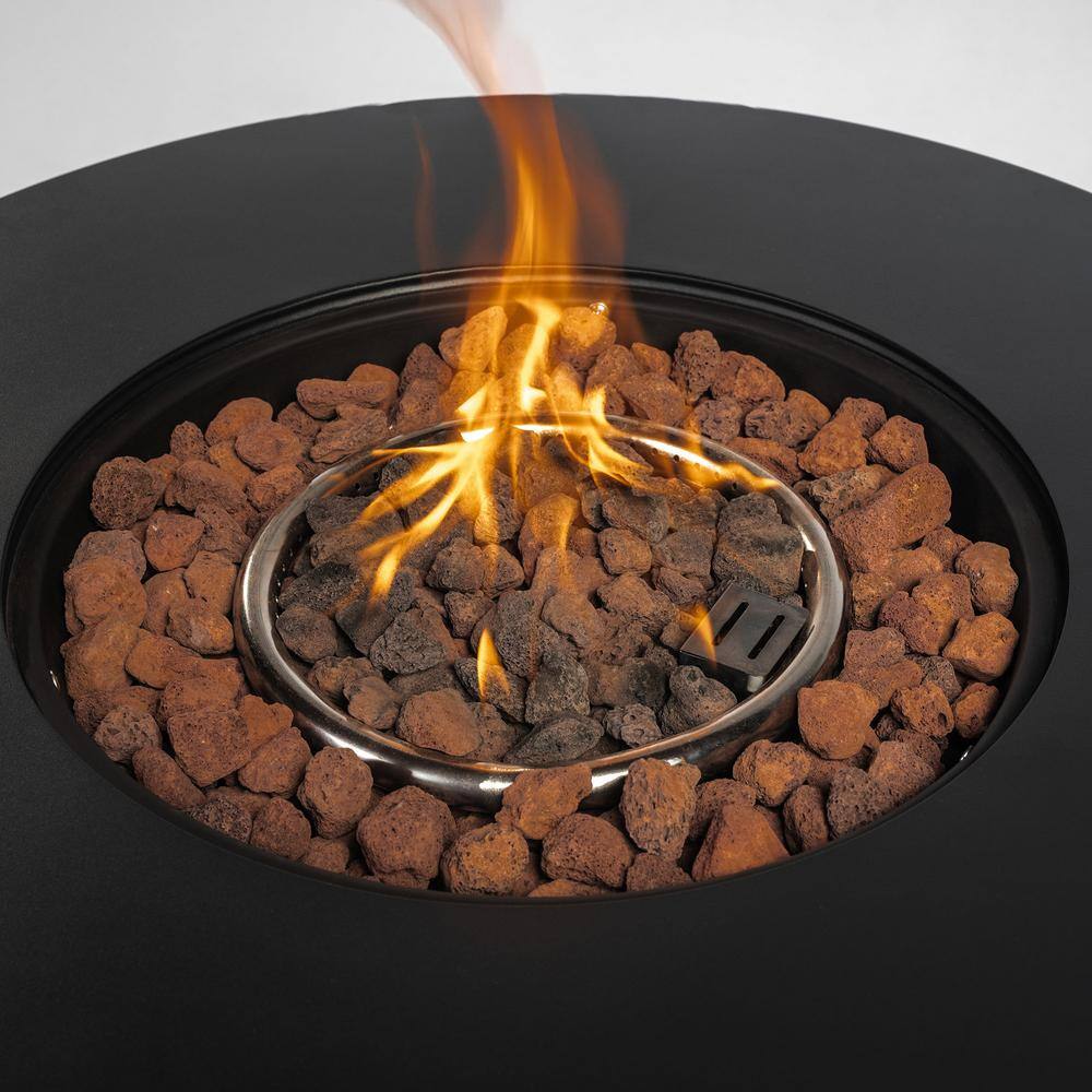 30-Inch Black Steel Round Gas Fire Pit Table